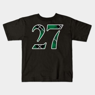 27 Sports Jersey Number Green Black Flannel Kids T-Shirt